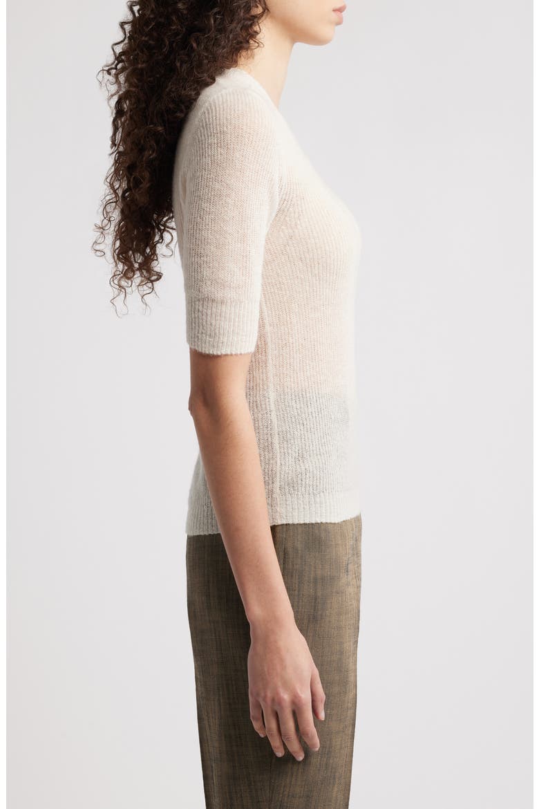 Fusionana Short Sleeve Sweater, Alternate, color, OPEN WHT