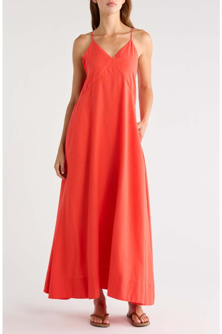 Sleeveless Cover-Up Maxi Dress, Main, color, RED