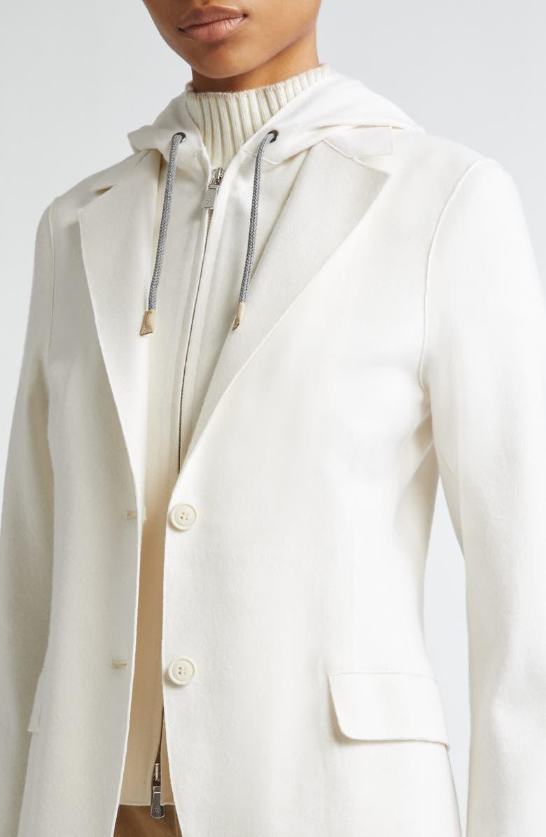 Eleventy Wool Blend Flannel Blazer with Removable Hooded Bib, Alternate, color, 01Nn Ivory