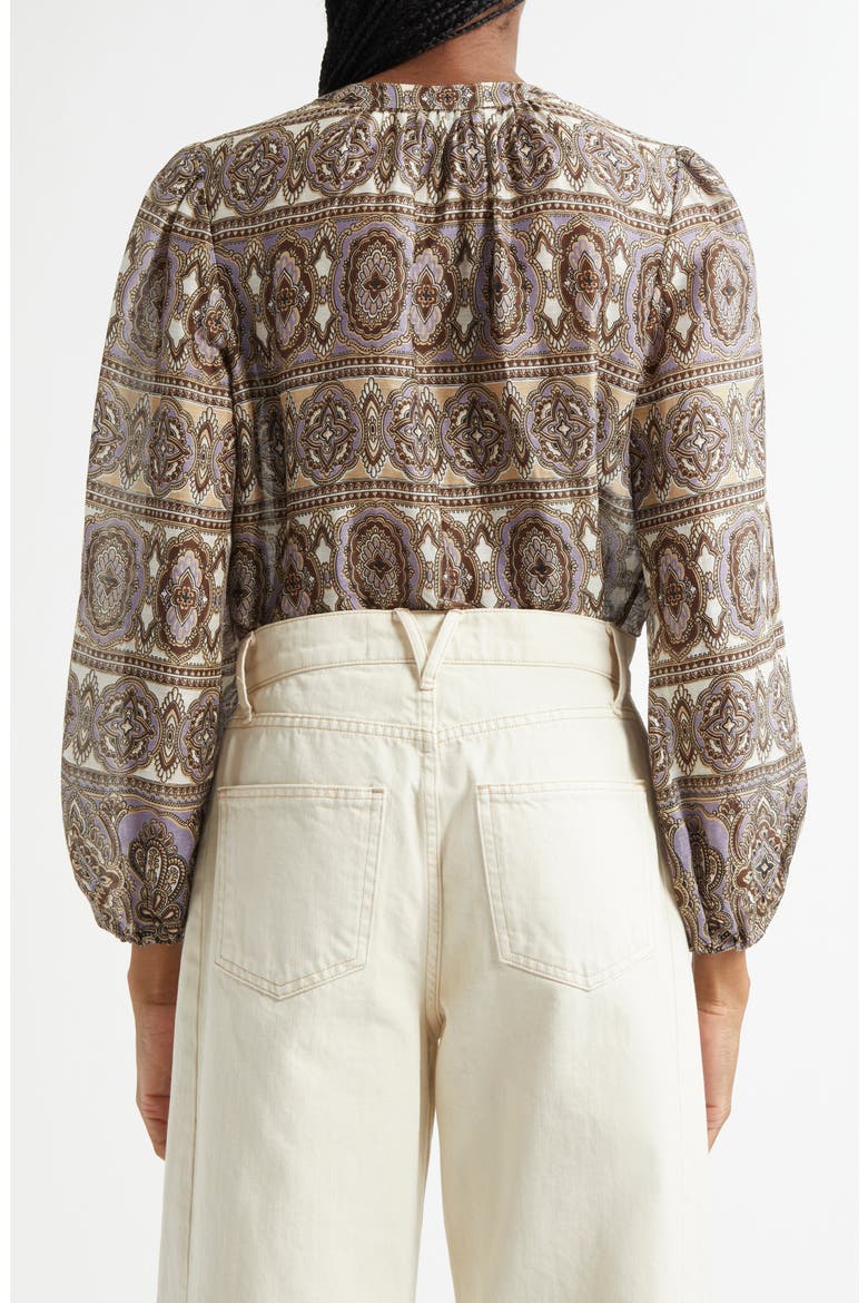 Ashlynn Paisley Linen & Silk Top, Alternate, color, STONE KHAKI MULTI