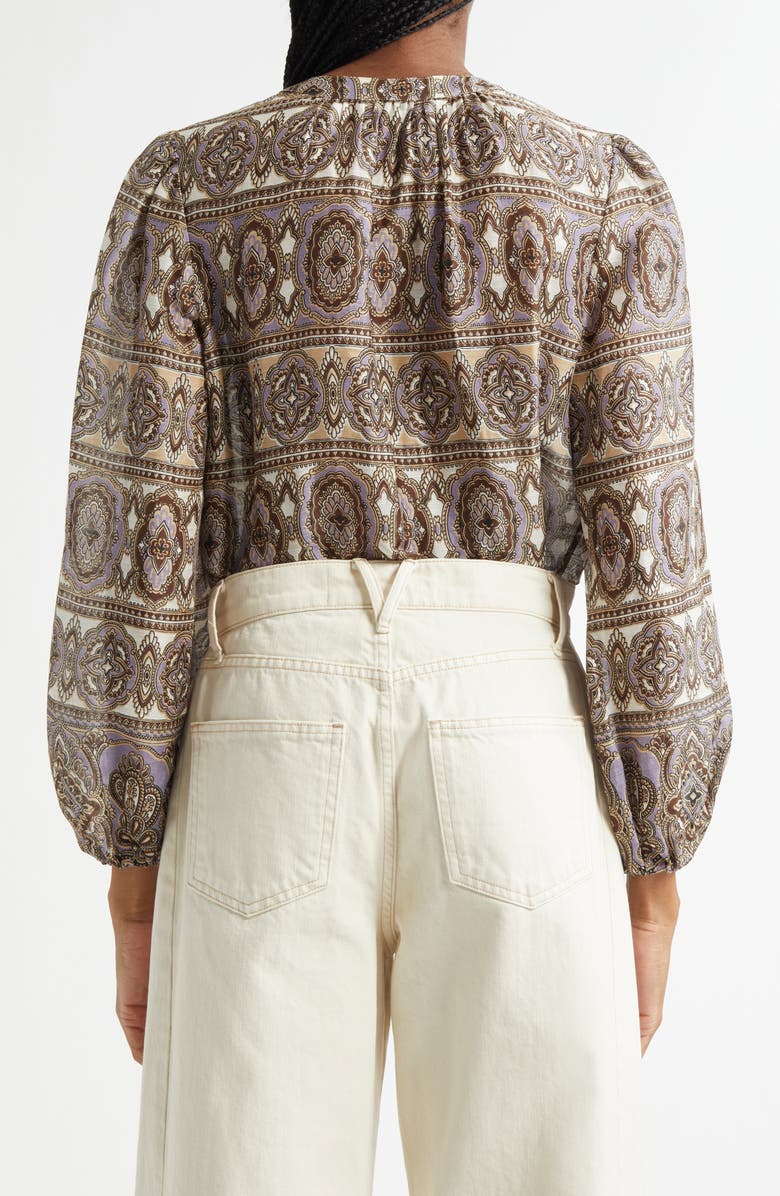 Veronica Beard Ashlynn Paisley Linen & Silk Top, Alternate, color, Stone Khaki Multi