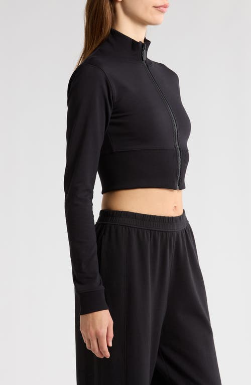 Florence By Mills Crop Stretch Cotton Blend Track Jacket In Black