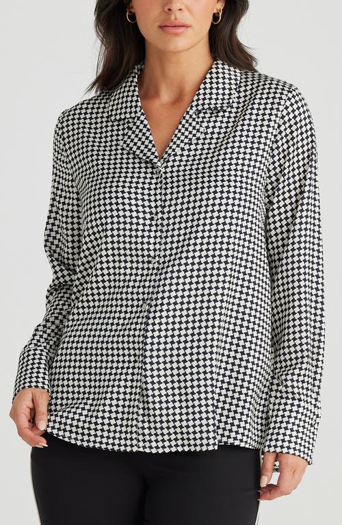 BRAVE + TRUE BRAVE+TRUE CARRINGTON HOUNDSTOOTH CHECK SATIN BUTTON-UP SHIRT