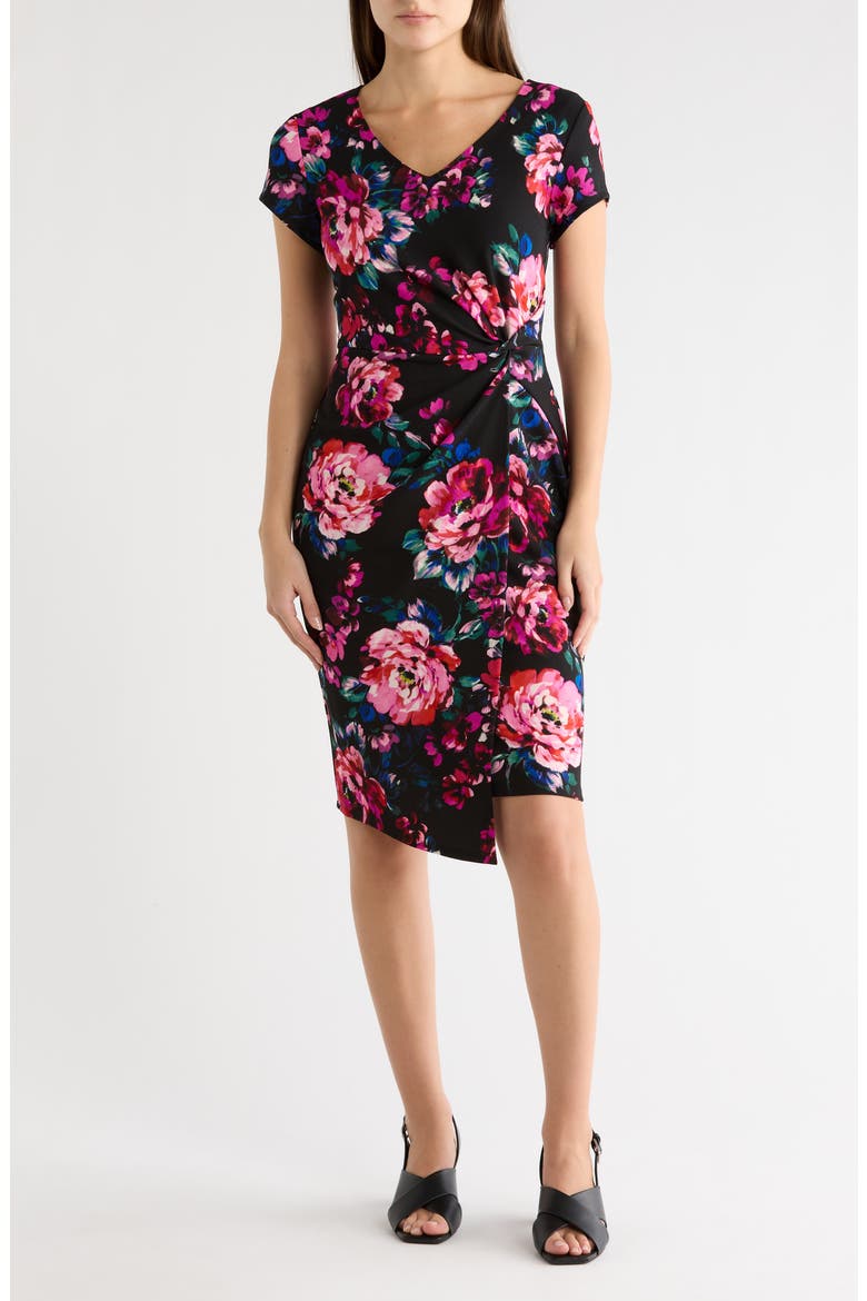 Crepe Twist Waist Dress, Main, color, BLACK