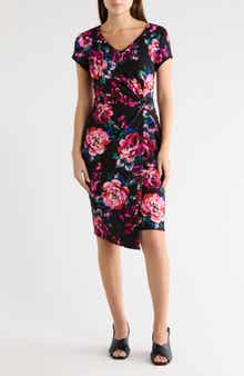 Connected Apparel Crepe Twist Waist Dress