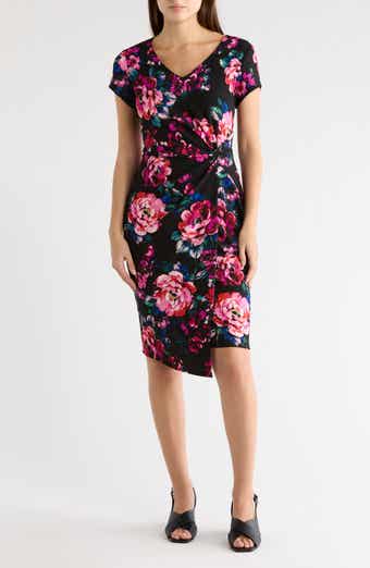 Connected Apparel Crepe Twist Waist Dress