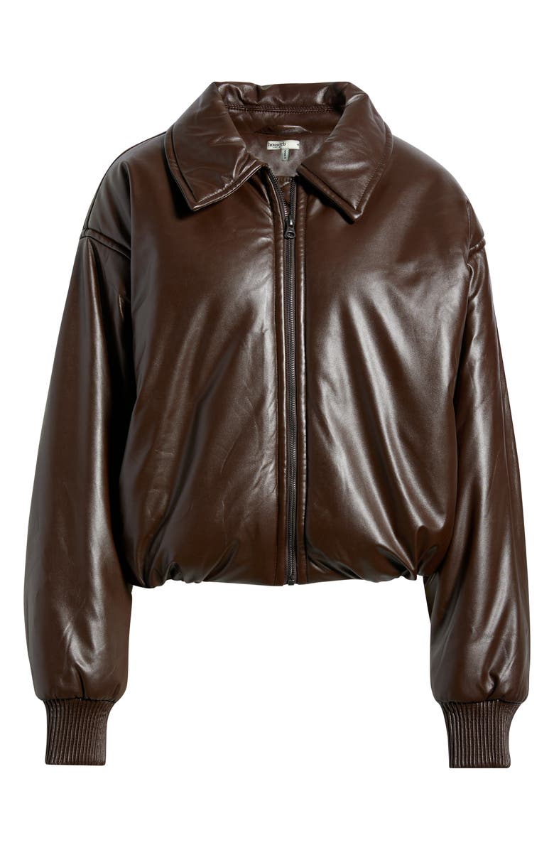 HOUSE OF CB Sante Faux Leather Bomber Jacket, Main, color, Brown