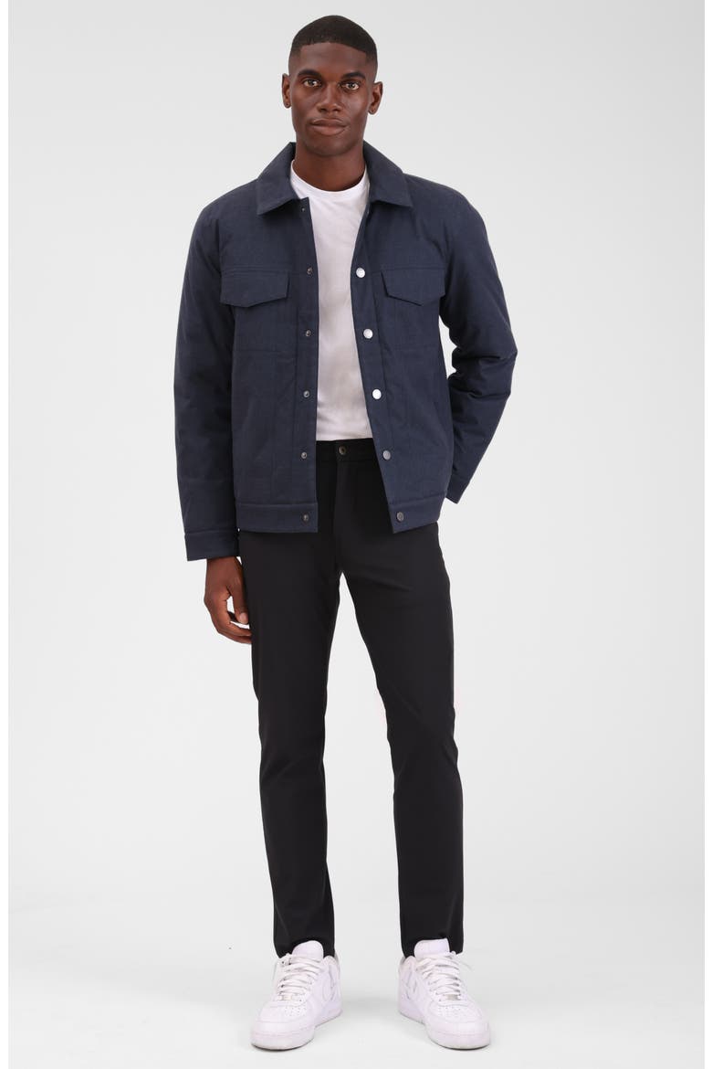 Flannel Snap-Up Trucker Jacket, Alternate, color, NAVY