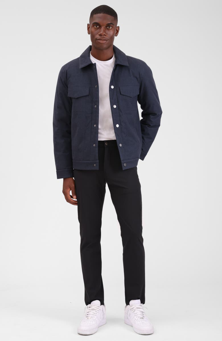 Bagatelle Flannel Snap-Up Trucker Jacket, Alternate, color, Navy