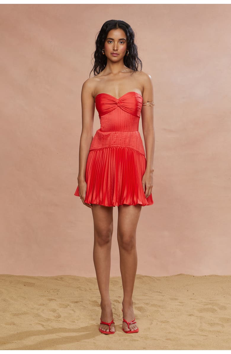 AMUR Catrina Mini Pleated Dress, Alternate, color, Red Rock