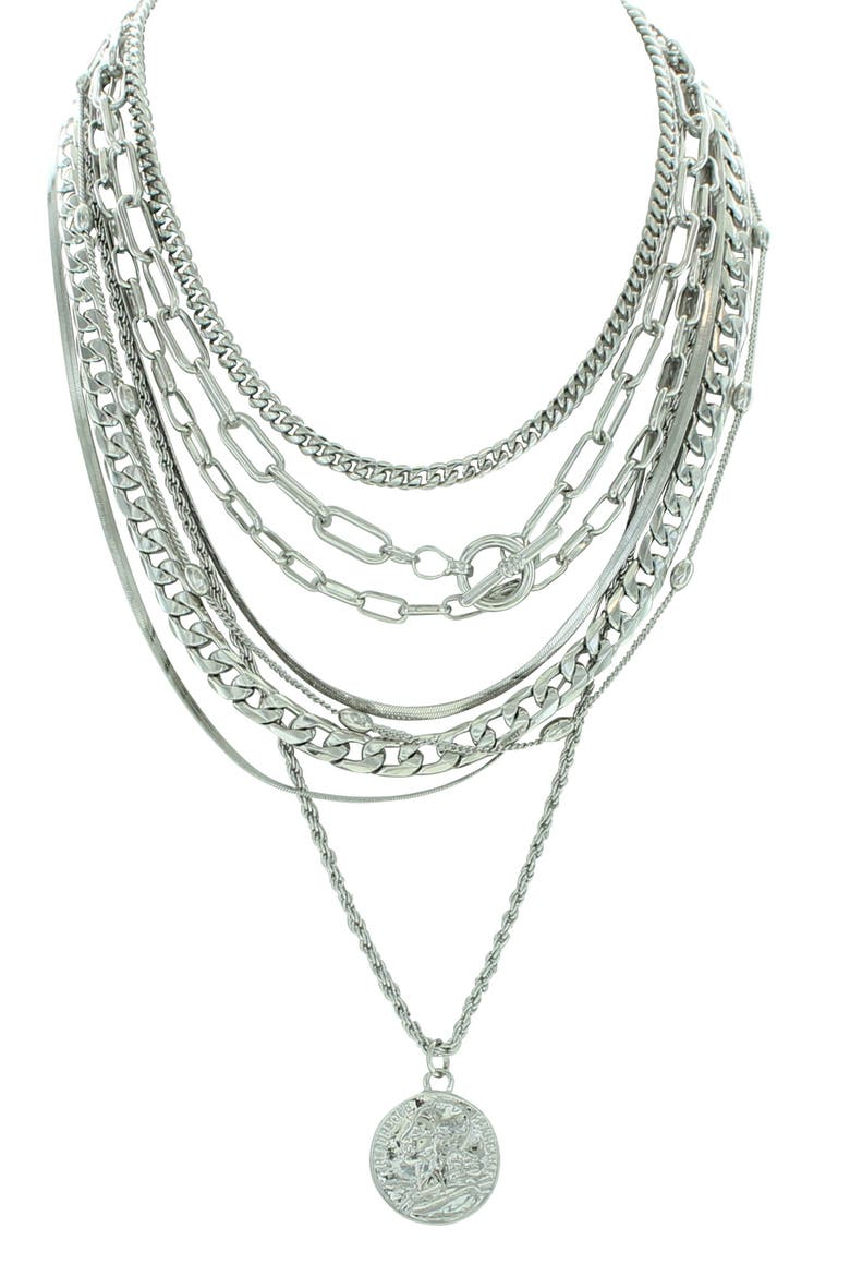 Lindsay Layered Necklace, Main, color, SILVER