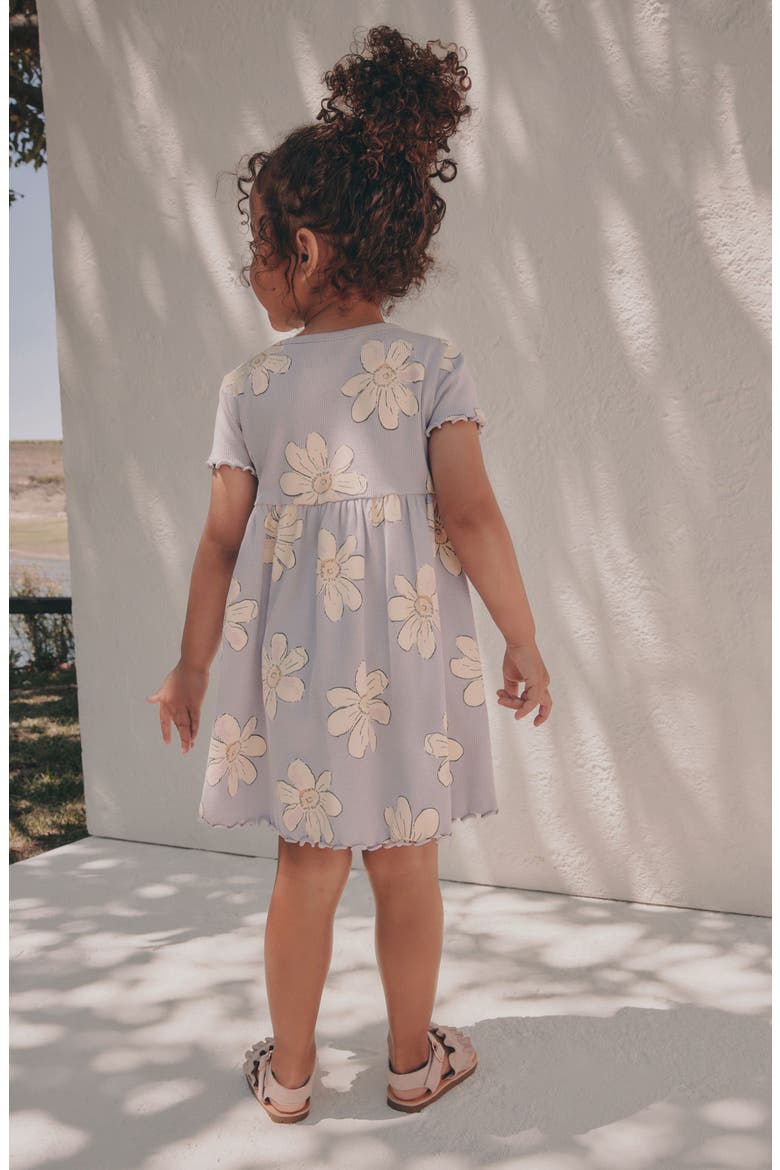 Kids' Daisy Print Rib Dress, Alternate, color, PURPLE
