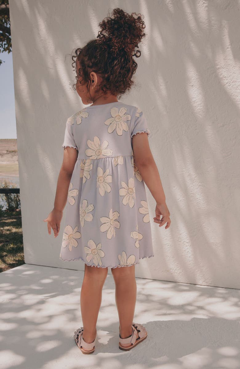 NEXT Kids' Daisy Print Rib Dress, Alternate, color, Purple