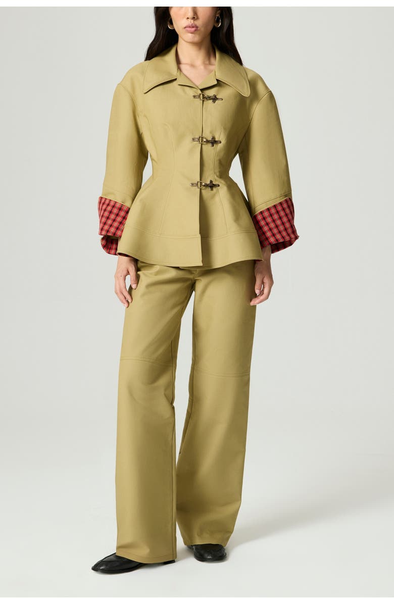 Nocturne Buckle-Front Fitted Jacket, Alternate, color, Olive Green