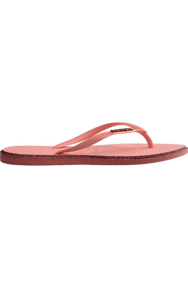 Havaianas Slim Point Glitter Flip Flop, Alternate, color, Canyon Clay/ Blossom