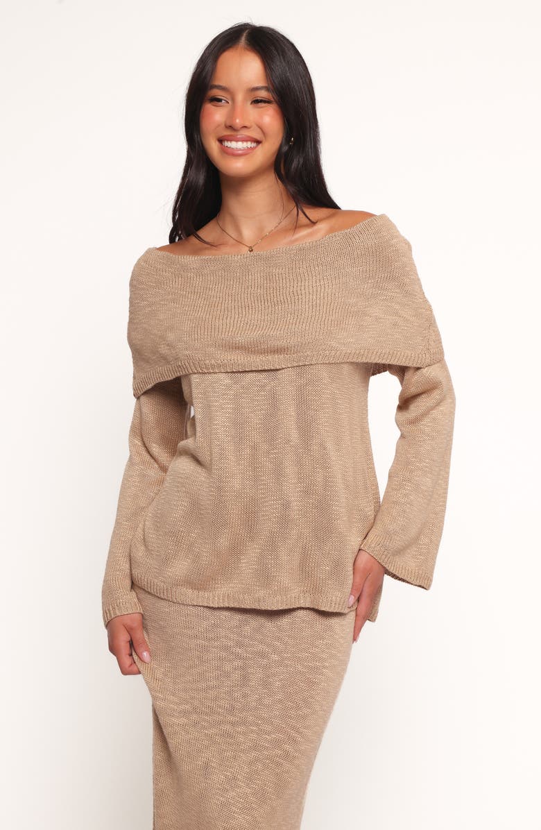 Petal & Pup Indya Off the Shoulder Sweater, Alternate, color, Mocha