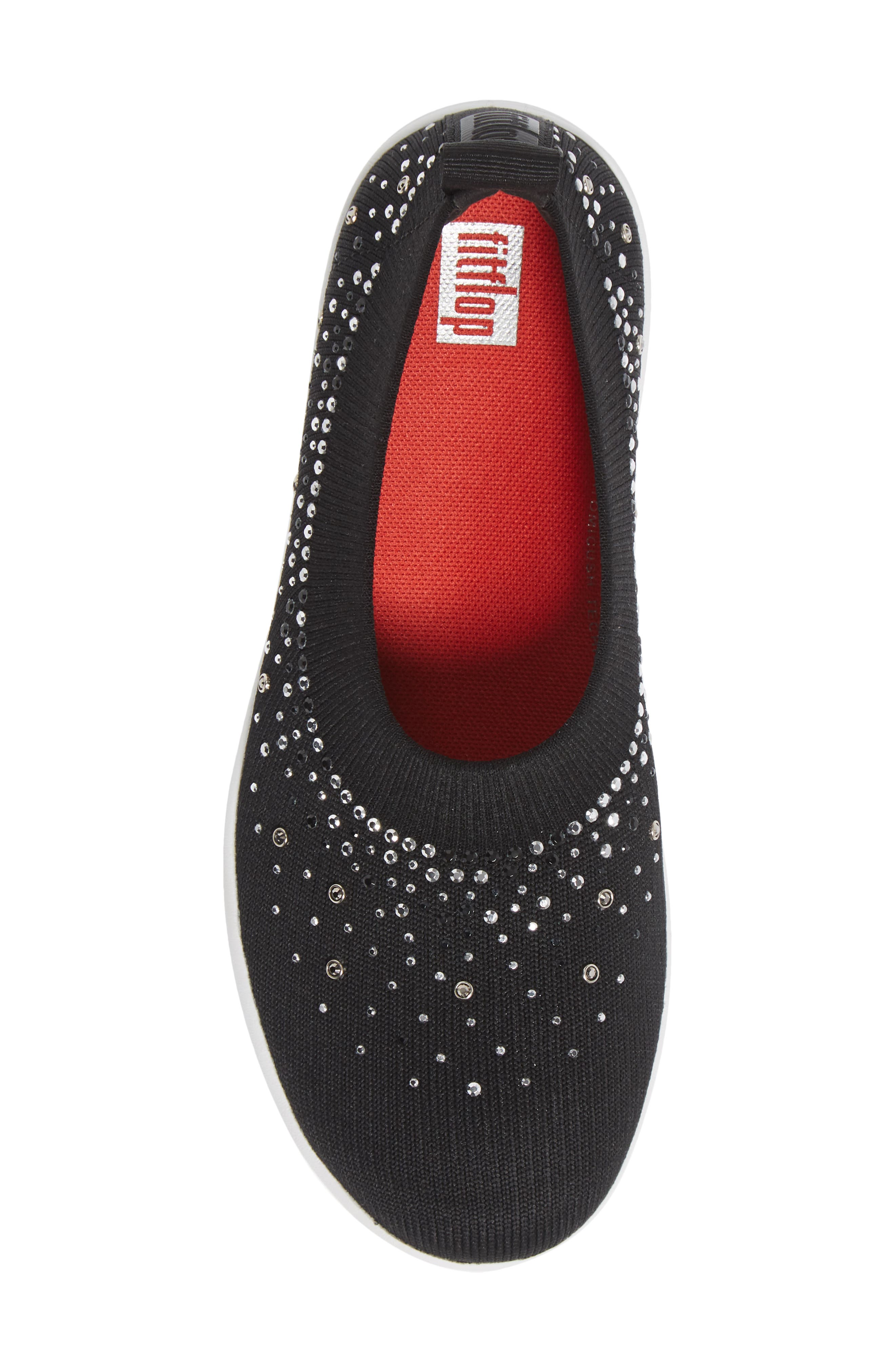 FitFlop Uberknit<sup>™</sup> Crystal Ballerina Slip-On Sneaker, Alternate, color, Black Fabric