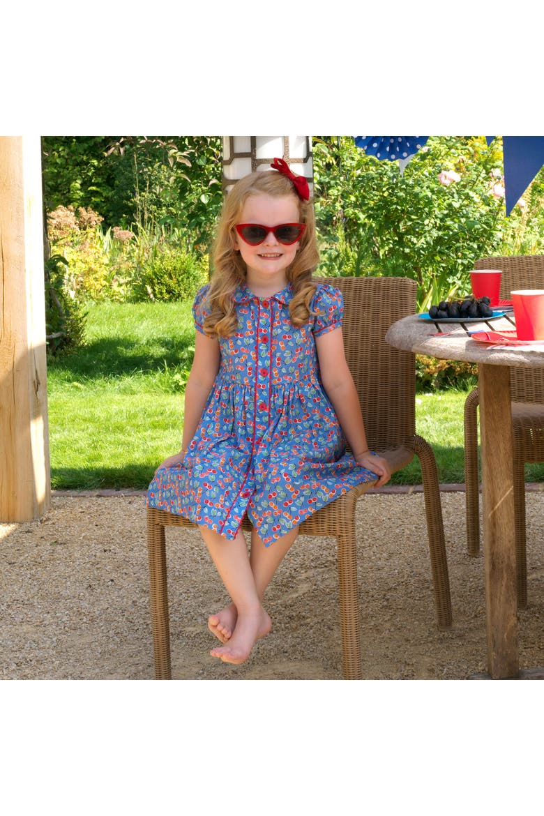Cherry Button-Front Dress, Alternate, color, Blue