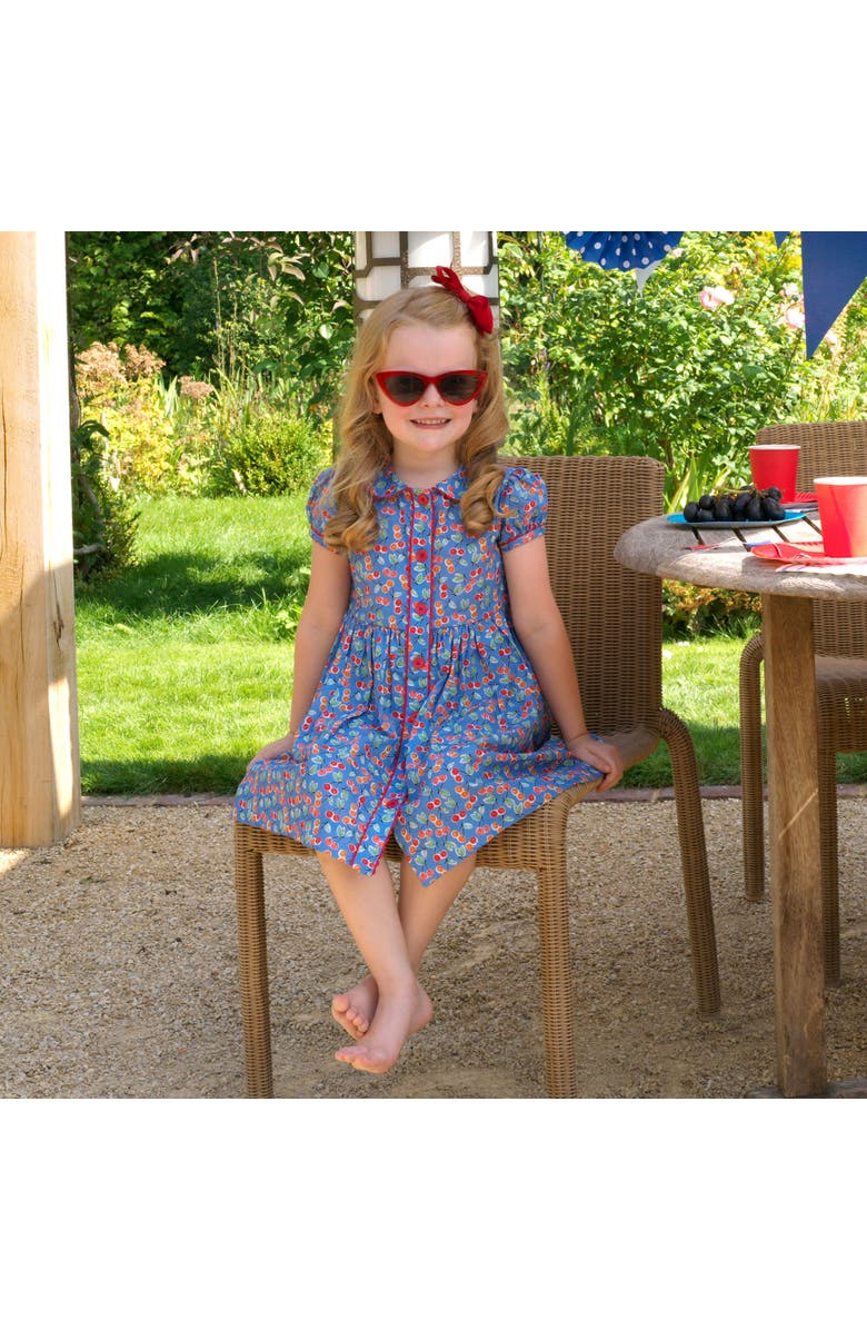 Rachel Riley Cherry Button-Front Dress, Alternate, color, Blue