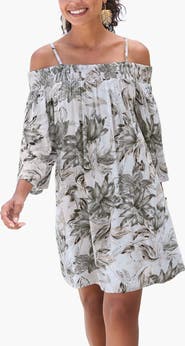 LASCANA Women's Off The Shoulder Patterned Dress
