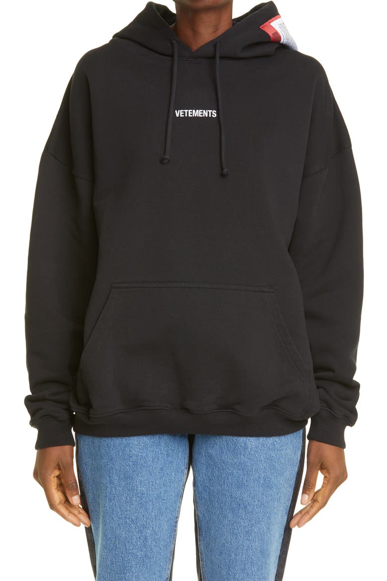Logo Patch Hoodie, Main, color, BLACK