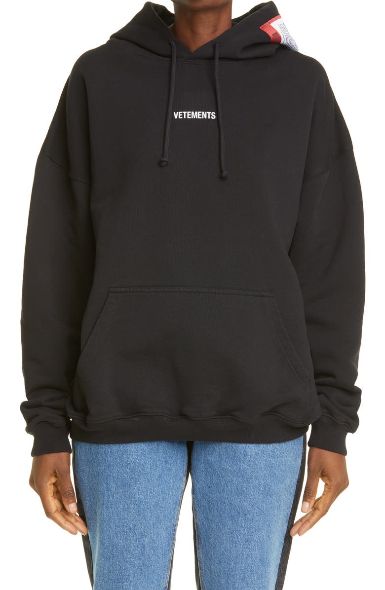 VETEMENTS Logo Patch Hoodie, Main, color,