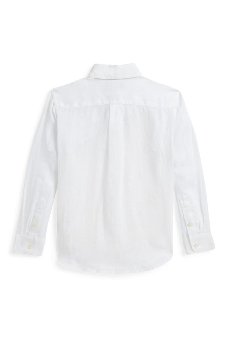 Kids' Solid Linen Button-Down Oxford Shirt, Alternate, color, WHITE