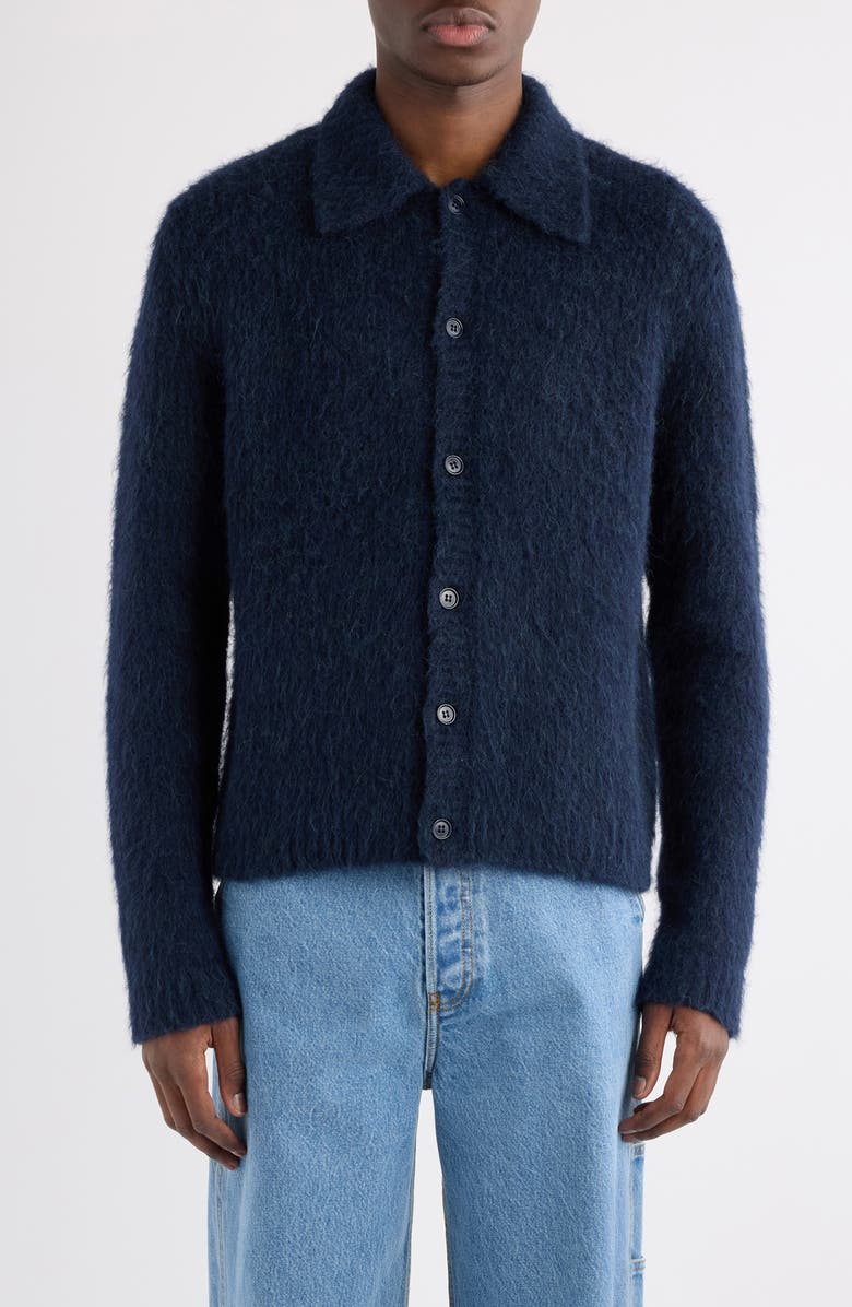 Dries Van Noten Mora Wool Cardigan, Main, color, Navy