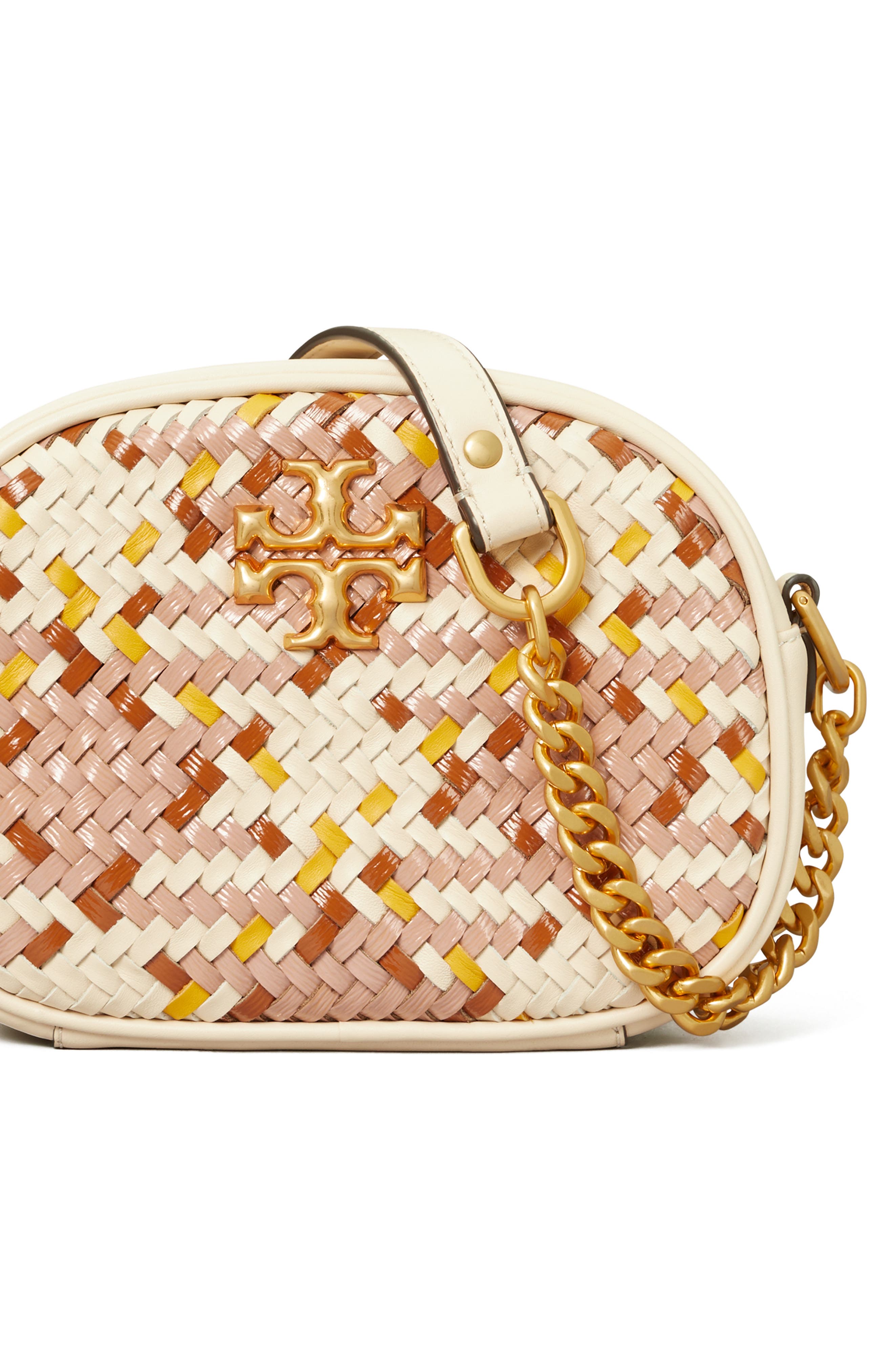 Tory Burch Small Kira Woven Leather Camera Bag, Alternate, color, 