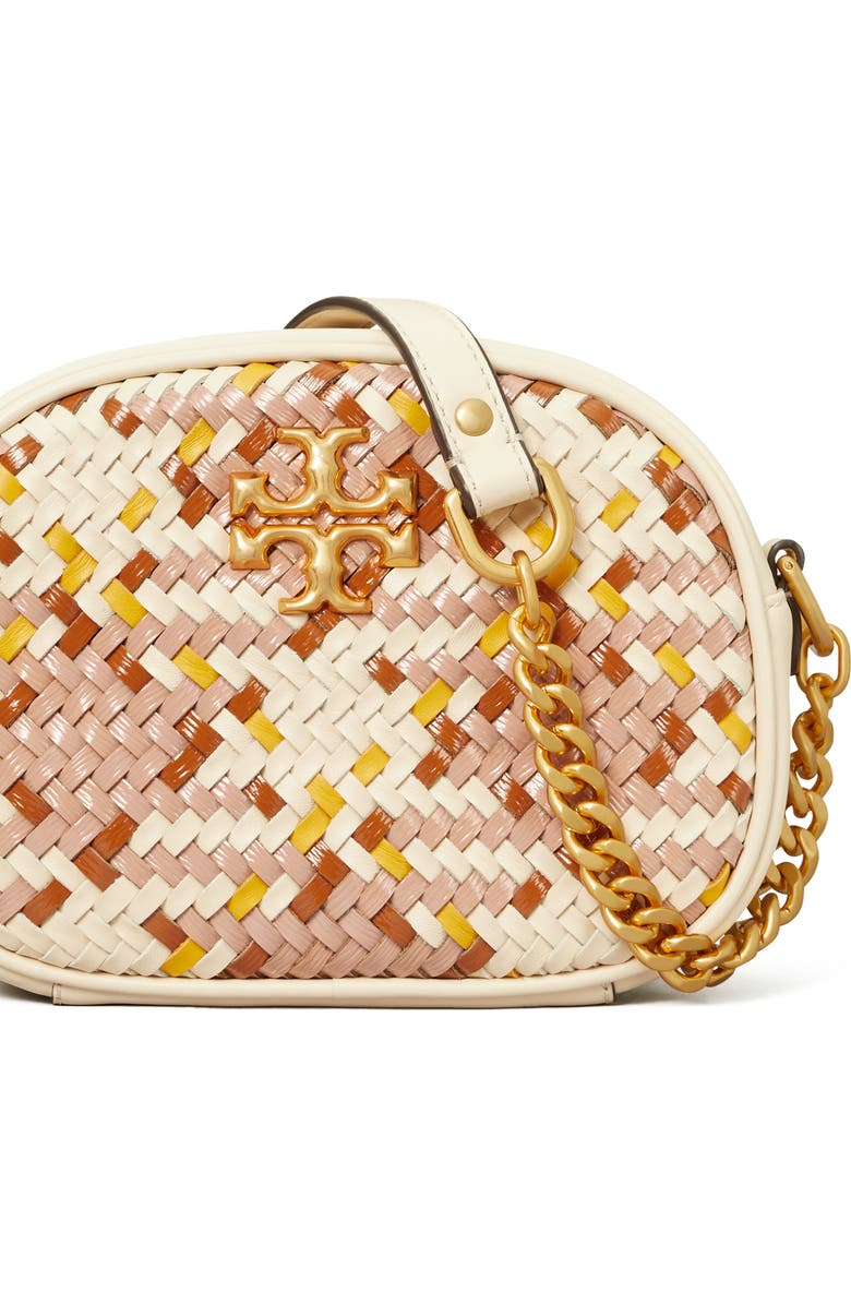 Tory Burch Small Kira Woven Leather Camera Bag, Alternate, color,