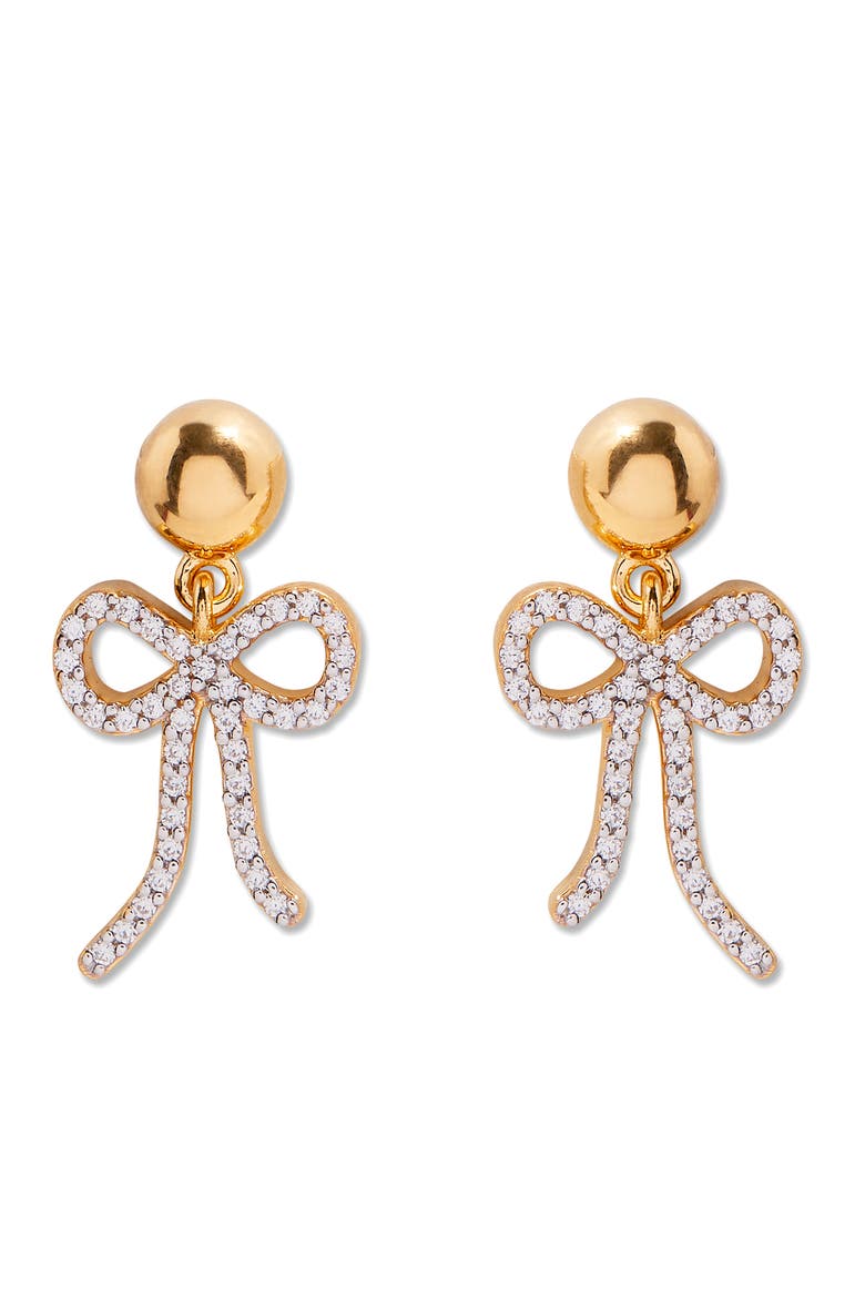 Adeline Bow Drop Earrings, Main, color, GOLD