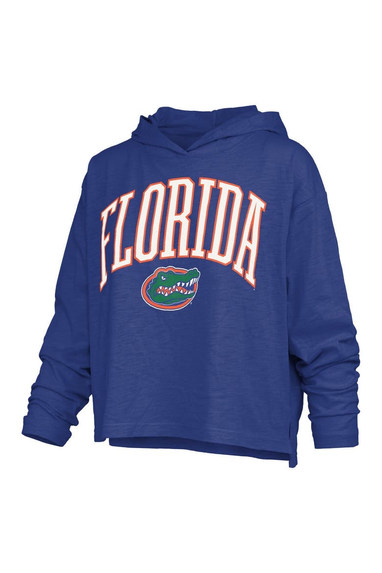 Women's Pressbox  Royal Florida Gators Nelson Arch Over Logo Long Sleeve Hooded Slub T-Shirt, Alternate, color, Royal
