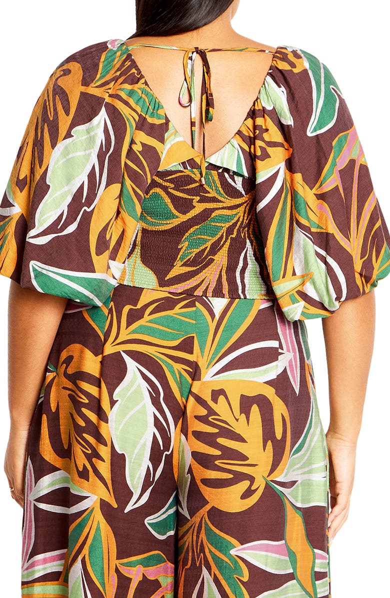 City Chic Petra Print Puff Sleeve Top, Alternate, color, Abstract