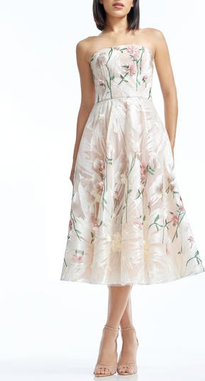 Dress the Population Kailyn Floral Appliqué Strapless