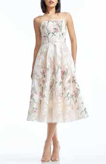 Dress the Population Kailyn Floral Appliqué Strapless Cocktail Dress