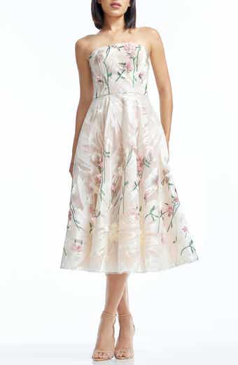 Dress the Population Kailyn Floral Appliqué Strapless Cocktail Dress