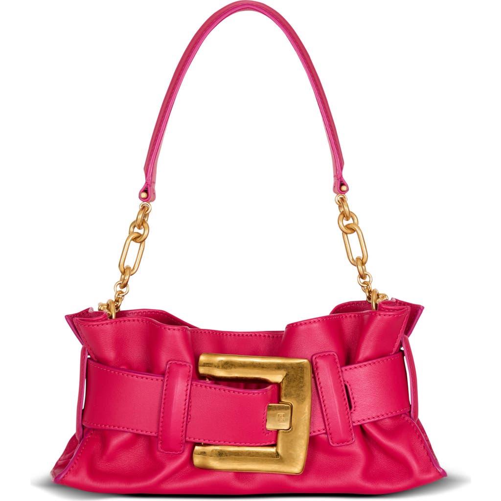 Balmain Mini Anthem Shoulder Bag In Calfskin Leather In Pink