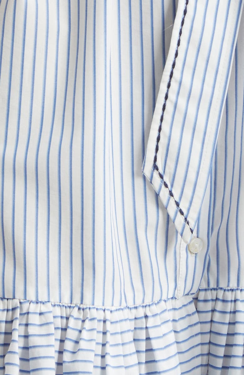 Cinq à Sept Zadie Floral Appliqué Stripe Cotton Blend Shirtdress, Alternate, color, White Multi