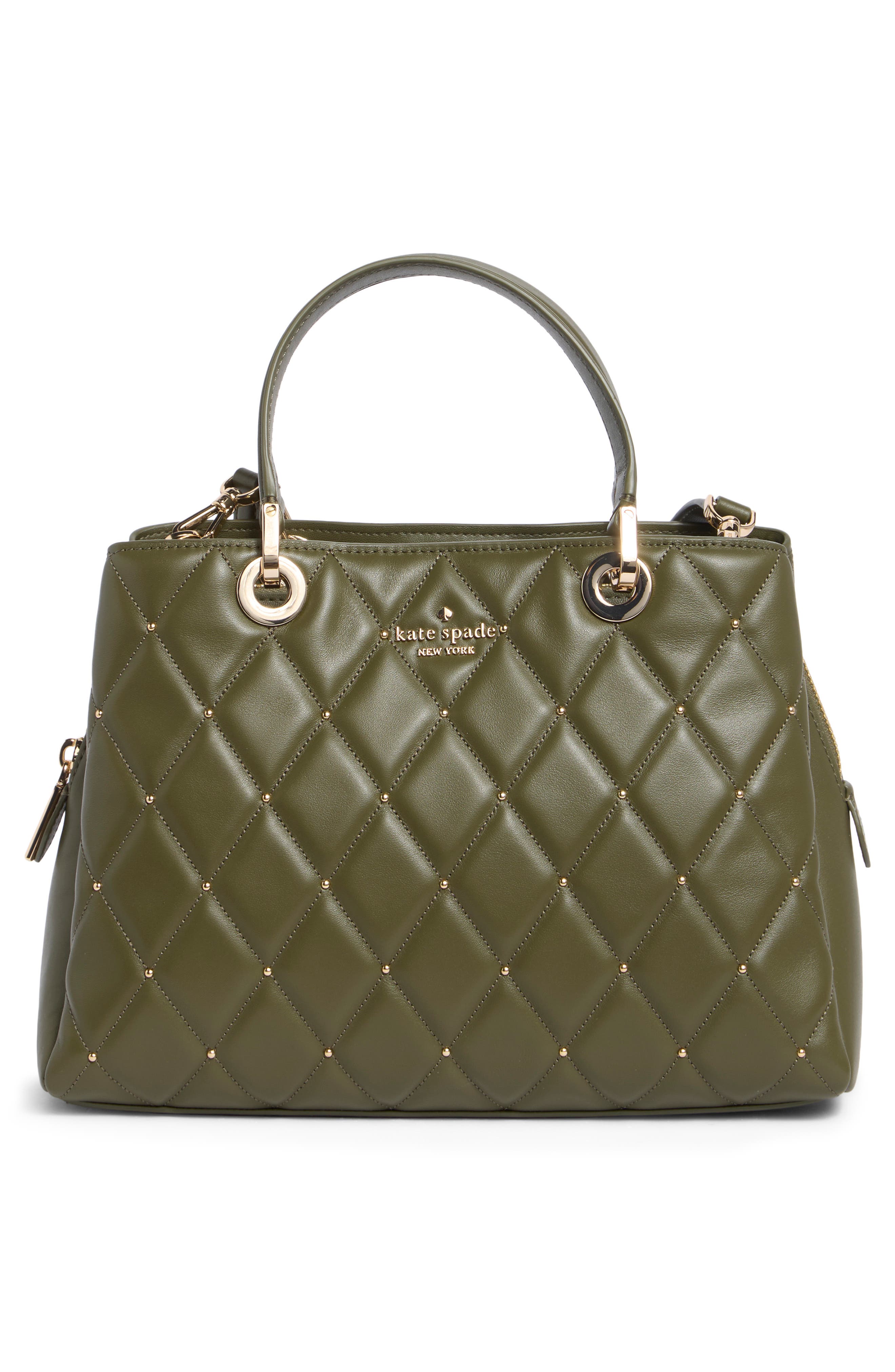 Carey Quilted Studded Medium Leather Satchel