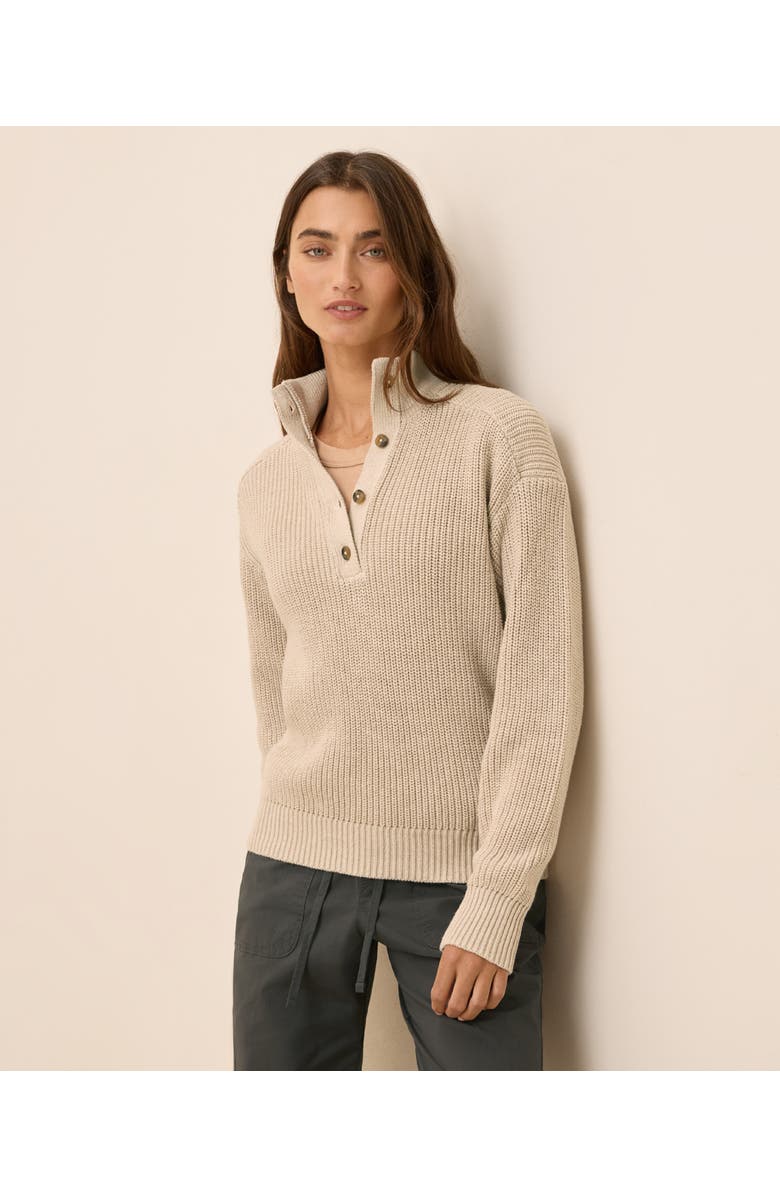 Pact Luxe Knit Henley Sweater, Alternate, color, Flax Heather