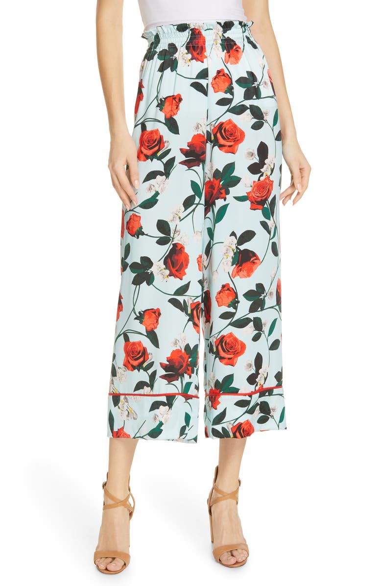 Alice + Olivia Elba Floral Crop Pants, Main, color, 