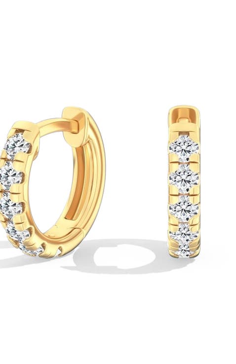 Mini Round Lab Diamond Huggie Earrings in 14K