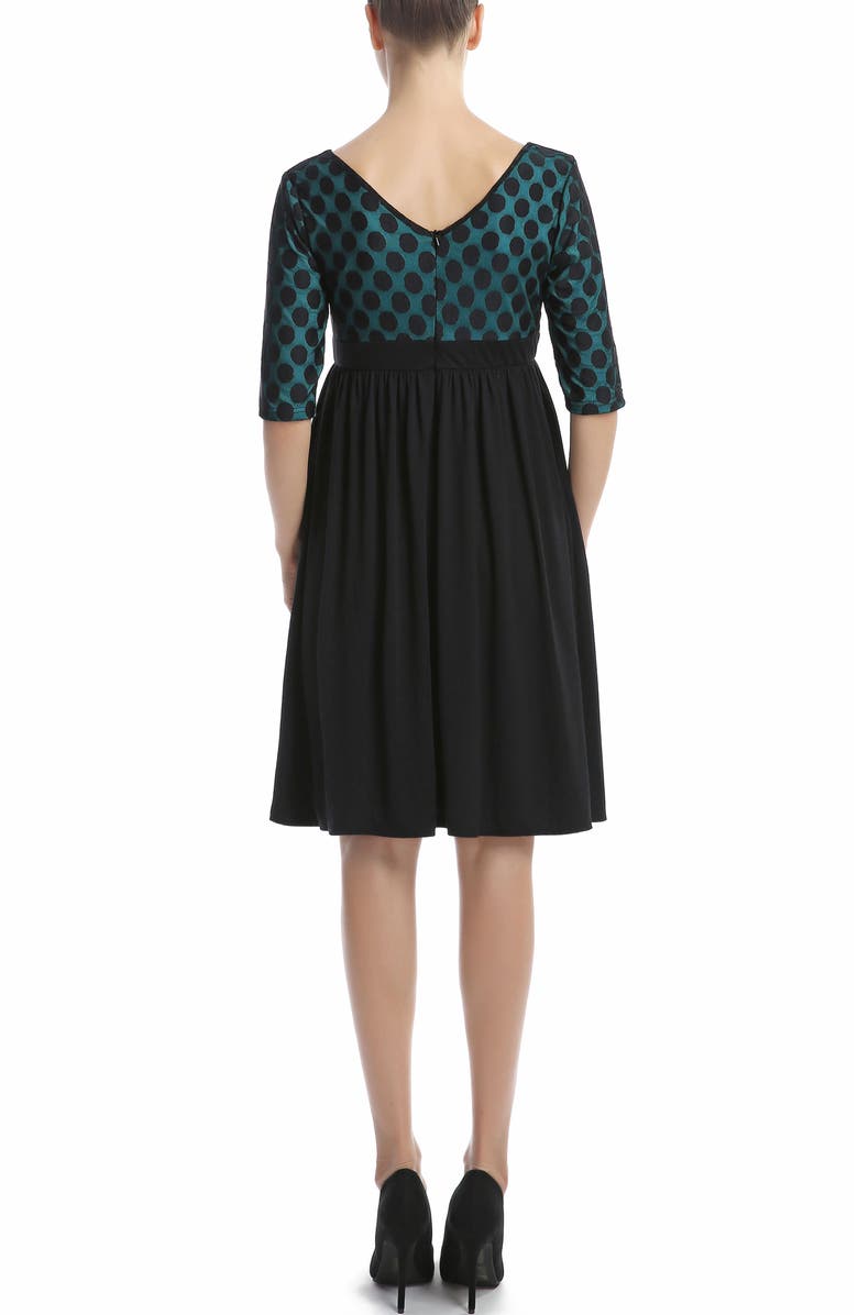 Kimi & Kai Milena Polka Dot Maternity Dress, Alternate, color, Black Teal