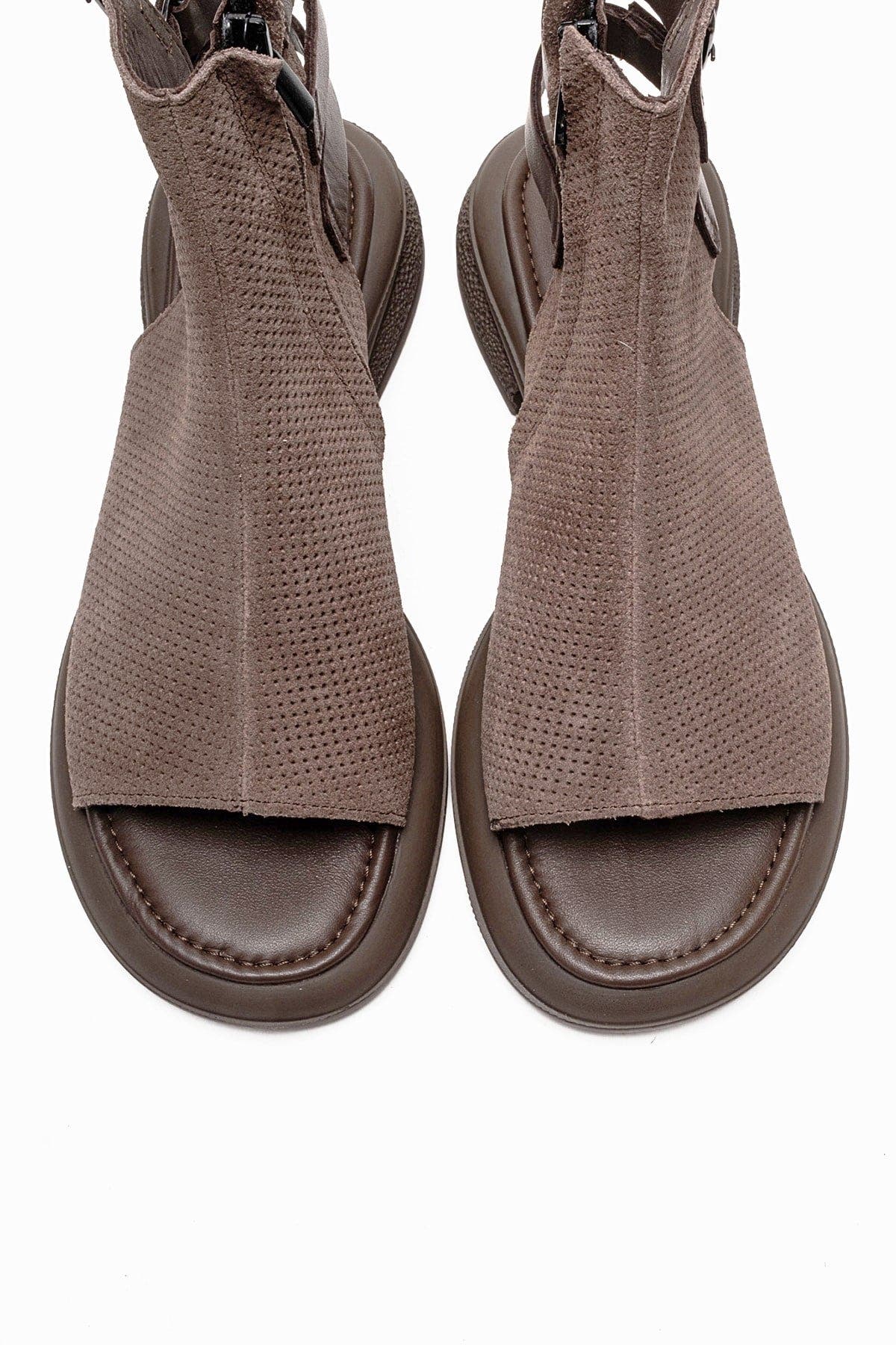 Forever & Always Shoes Carina Leather Side Zip Sandal, Alternate, color, Mink Suede