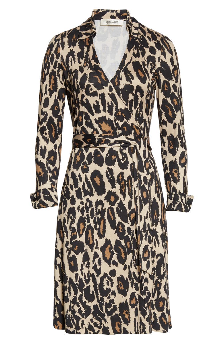 DVF New Jeanne Two Long Sleeve Silk Wrap Dress, Alternate, color, 