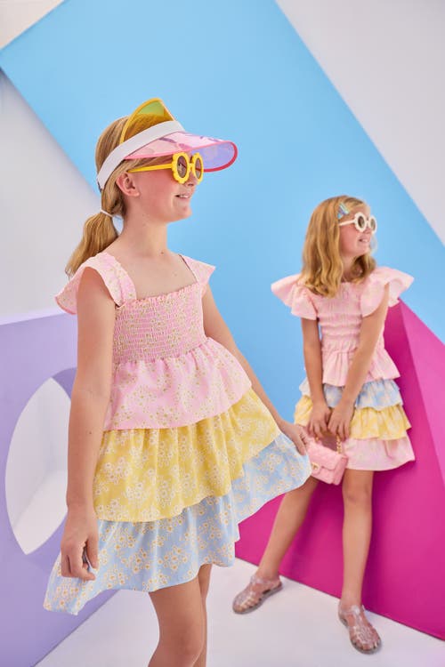 Bisby Kids' Tiered Leelee Dress In Mixed Ditsy Floral