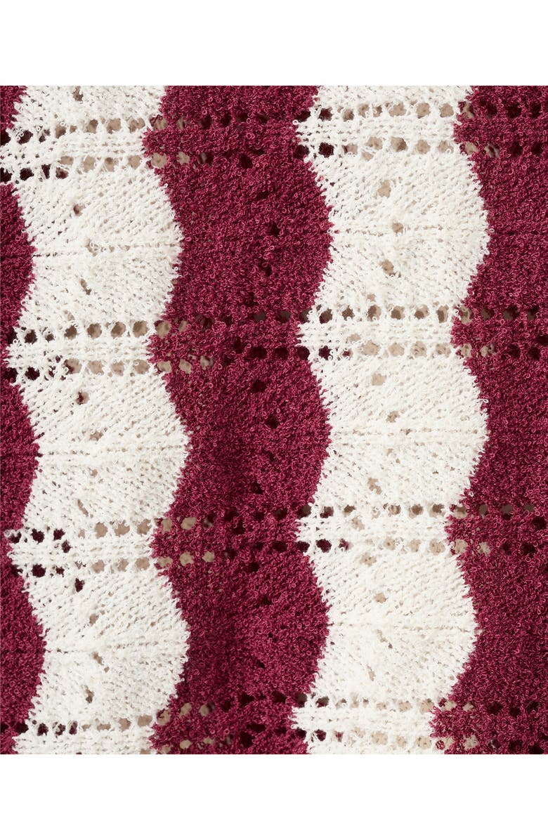 MANGO TEEN <p>Kids' Openwork Knit Striped Sweater</p>, Alternate, color, Maroon