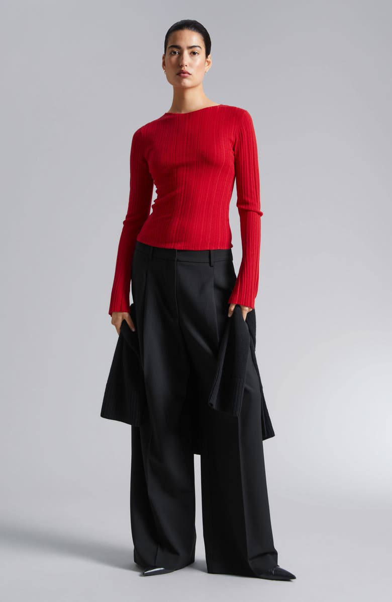 & Other Stories Bell Sleeve Wool Rib Sweater, Alternate, color, 