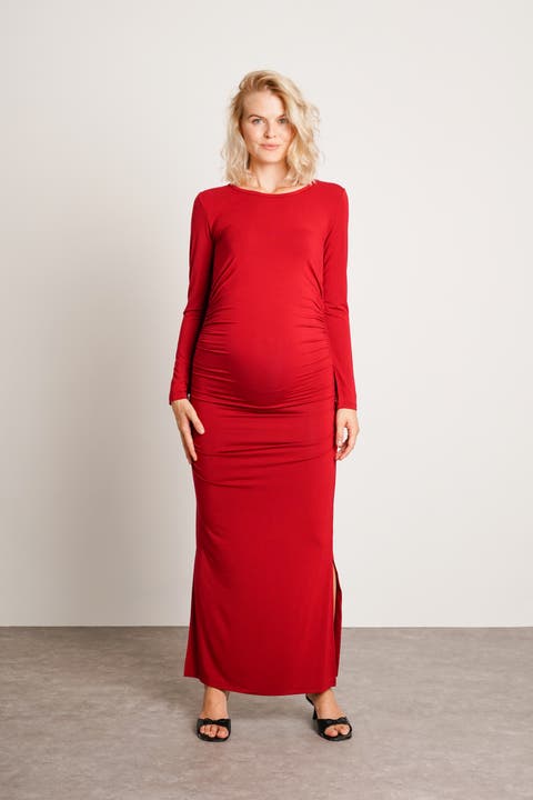 Curve Long Sleeve Maternity Maxi Dress