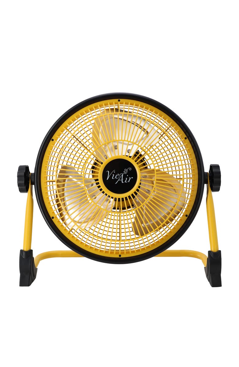 Vie Air 12 Inch Rechargeable Indoor/Outdoor Floor Fan, Main, color, Yellow